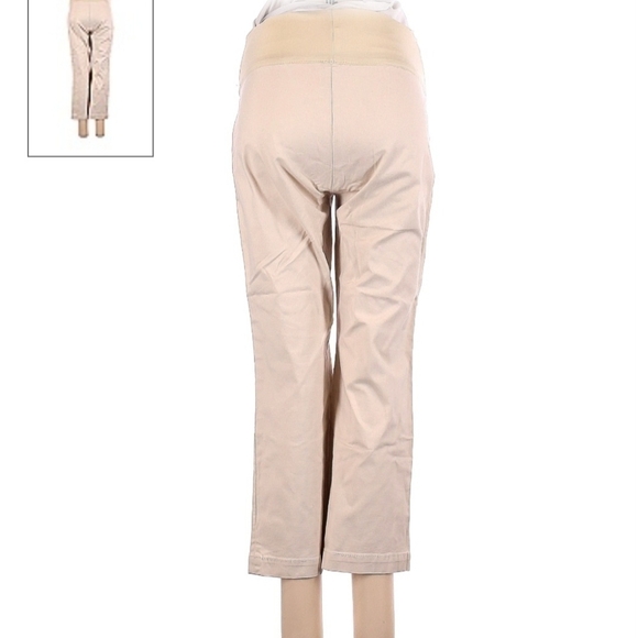 Gap Maternity Khaki Tan Pants Women's Size 6 Cropped Ankle Half Panel Belly EUC - Picture 2 of 9